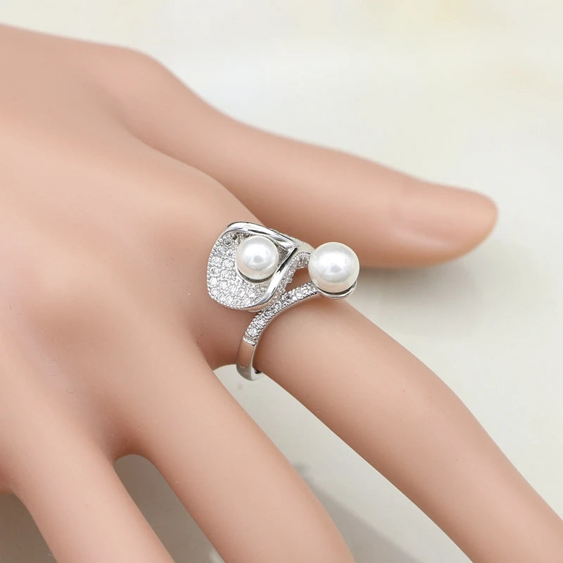 Bộ Trang Sức Cưới Bạc 925 Ngọc Trai Thanh Lịch