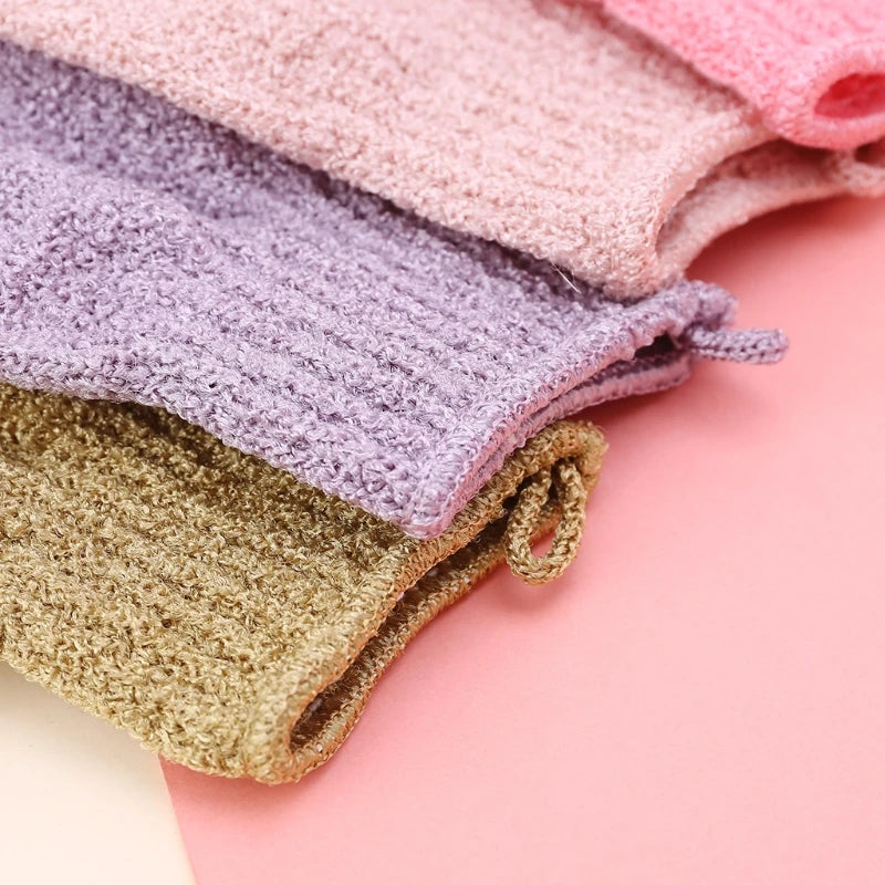 2Pcs Shower Bath Gloves Exfoliating Loofah Body Scrubber Wash Skin Spa Massage A0NC