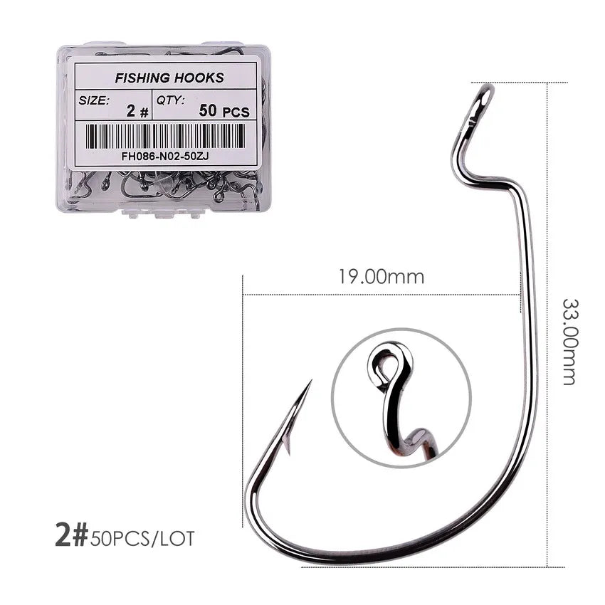 Móc Câu Nghiêng Jig Đầu Rộng 50pcs - Cá Chép Mềm