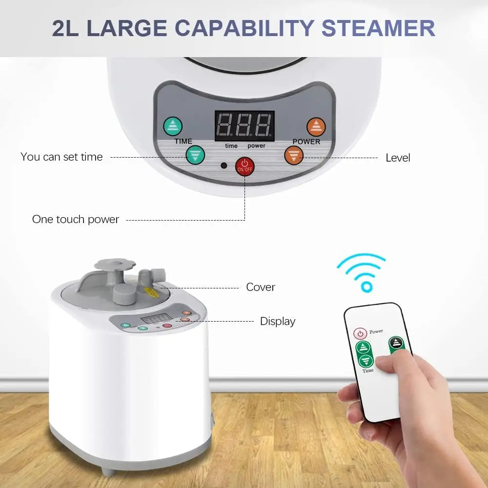 Smartmak Pink Full Body Portable Sauna Kit Includes 2L Steamer with Remote Control for Detox US Plug