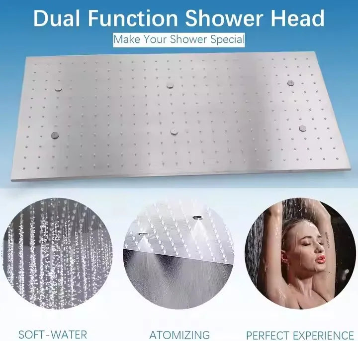 DULABRAHE Ceiling 800*400mm Shower Head with Full Body Jet Multifunction Shower System With Temperature Shower Faucet Set