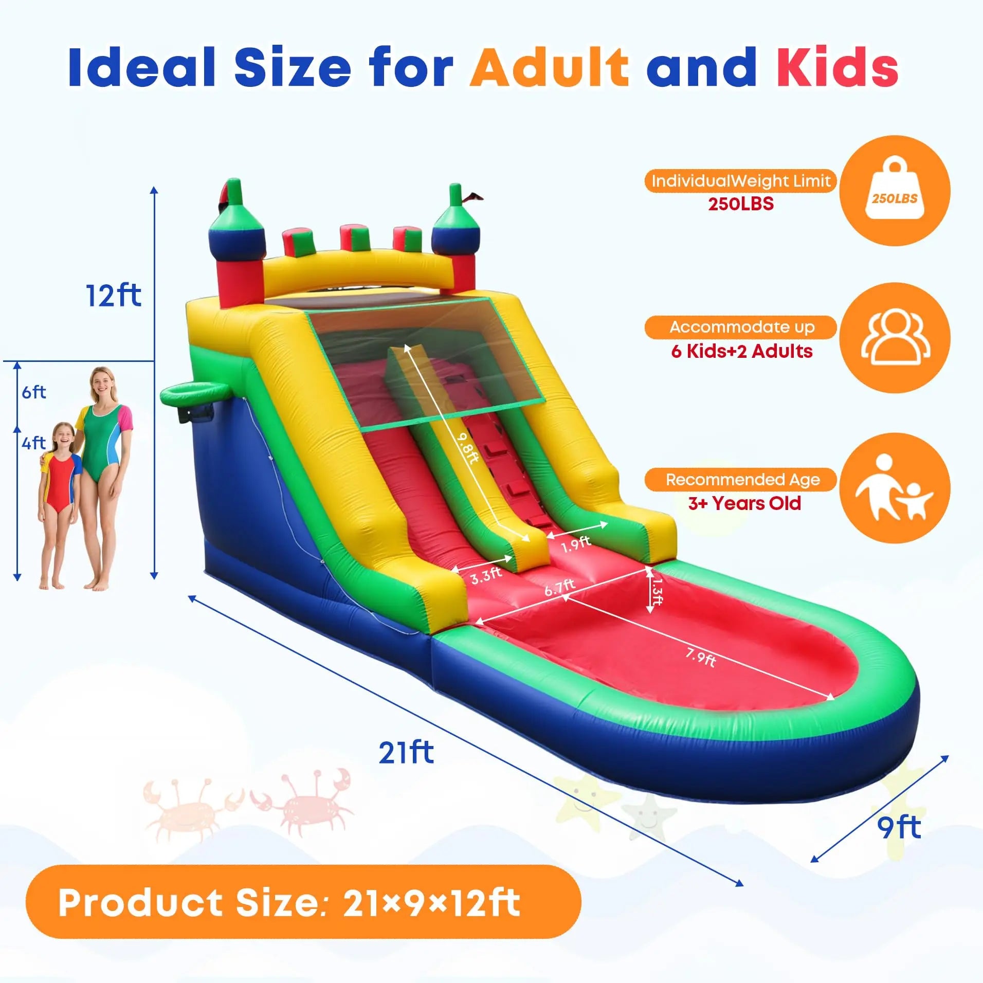 Bể Bơi Phao Đôi Cầu Trượt Nhún Nhảy Cho Bé Vui - Daisan Mart