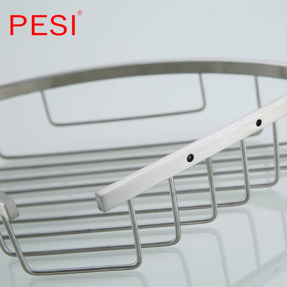Bathroom Shelf Black Stainless Steel Single Bathroom Shelves Shower Storage Rack Wall Mounted Corner Basket Shampoo Shelf. - Daisan Mart