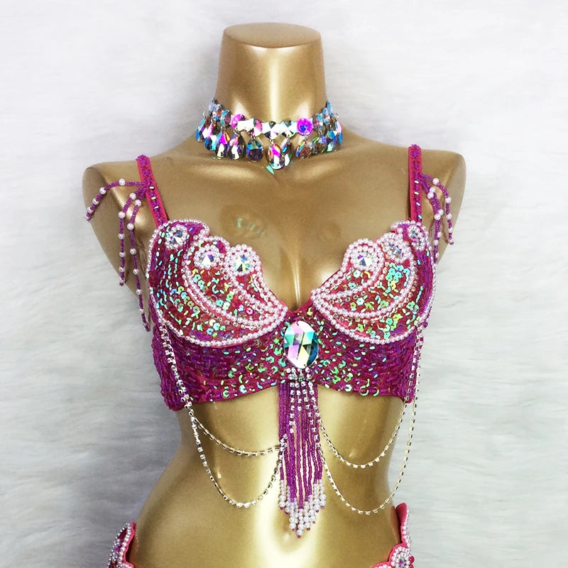 Áo Bra Múa Bụng Đính Hạt Sequin Gợi Cảm Sân Khấu - Daisan Mart