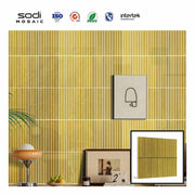 Decorate home bar wall with scratch-resistant KTV wall tiles in gold stainless steel 