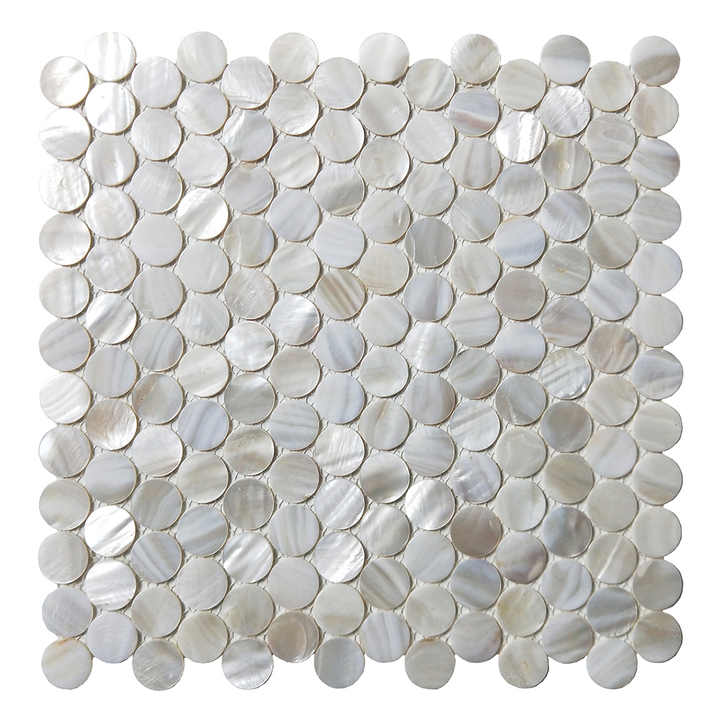 Penny Round Premium Seashell Mosaic Tiles Wall Covering Seashell