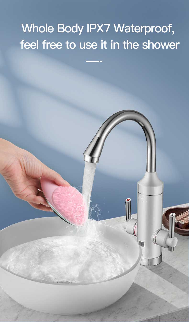 Bàn chải rửa mặt và mát xa silicon sạc lại chống nước, sản phẩm điện làm đẹp tại nhà - Daisan Mart