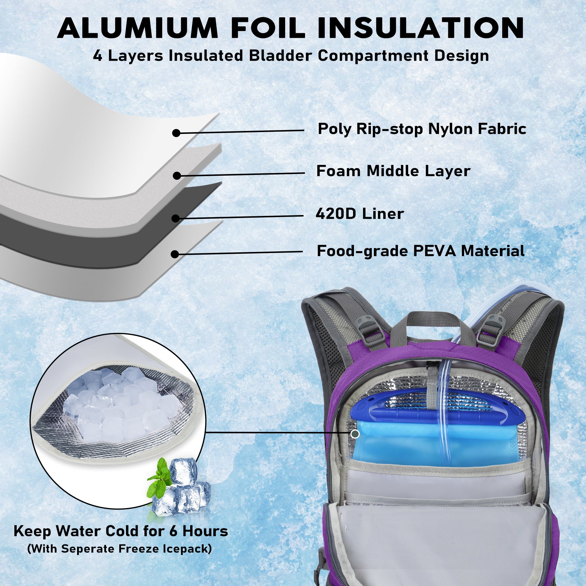 Men Women Fashion 20L Waterproof Hydration Backpack Good Quality Outdoor Hiking Gear with Raincoat