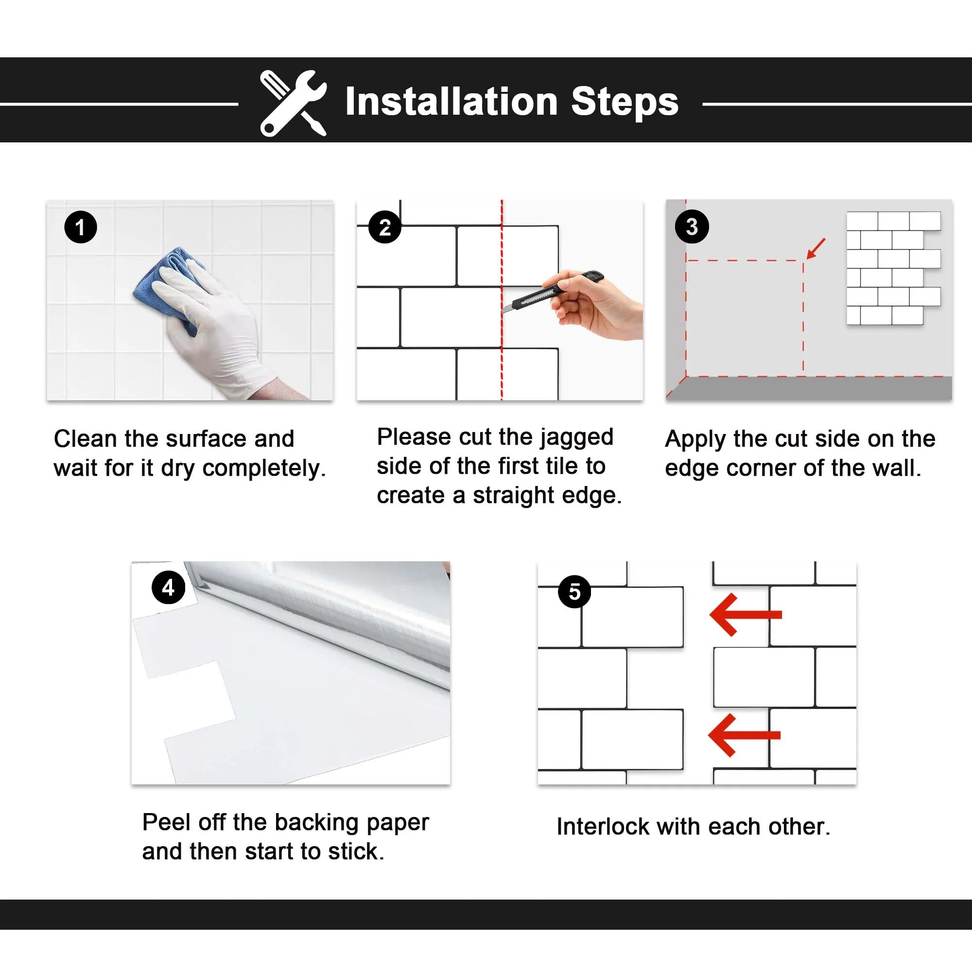 ###Jeedeson White Kitchen Wall Tiles with Black Border Eco-friendly