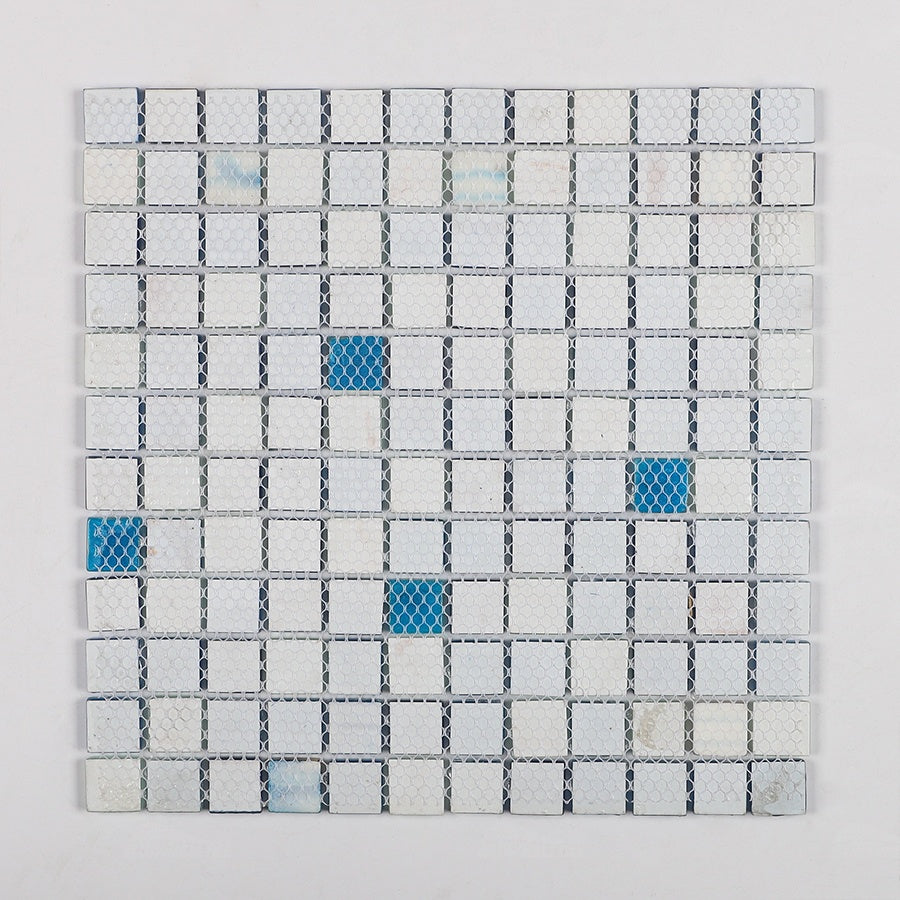 Silver Ceramic Mosaic Tile Cracked Pattern Pearl Shell Exterior Style 