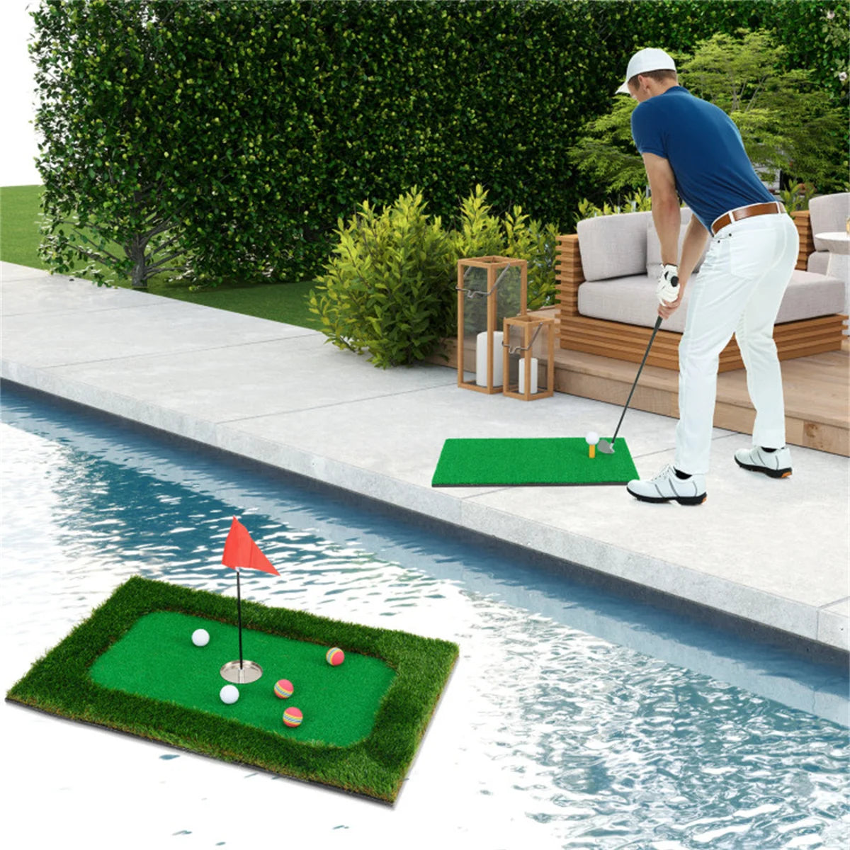 Floating Golf Course Swimming Pool 35.5x23.5 Chipping Practice