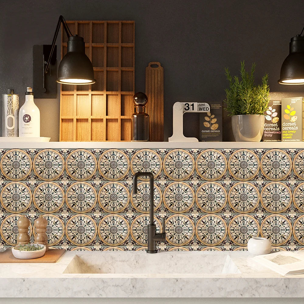 10pcs Blue &amp; Gray Matte Surface Wall Sticker Film For Tiles /Ground in Kitchen Backsplash Floor PVC Art Wallpaper Peel &amp; Stick