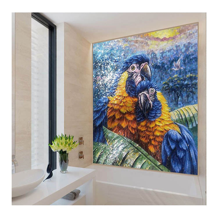 Custom design wall mosaic bird decoration glass mosaic art piece 