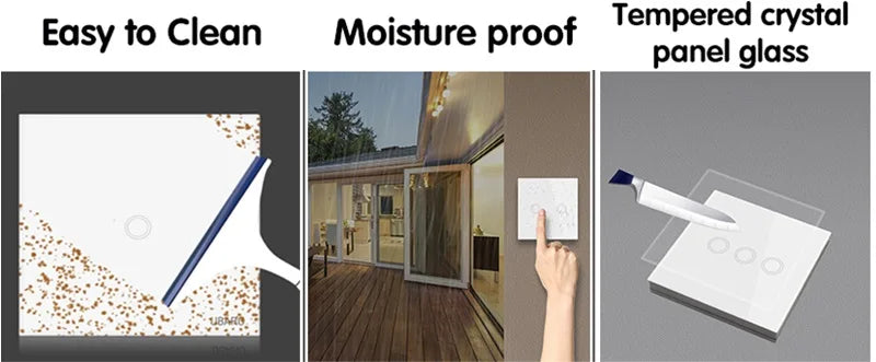 Wireless RF Smart Light Wall Switch with Remote Control Touch Wall Panel Mini Relay Receiver 110V 220V 10A (inlude battery)