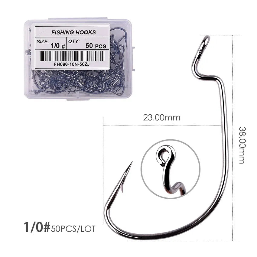 Móc Câu Nghiêng Jig Đầu Rộng 50pcs - Cá Chép Mềm