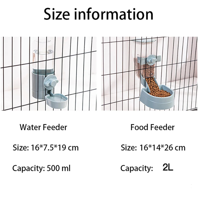 Automatic Pet Feeder Cage Hanging Bowl Water Bottle Food Container Dispenser For Puppy Cats Rabbit Birds Pet Feeding Product - Daisan Mart