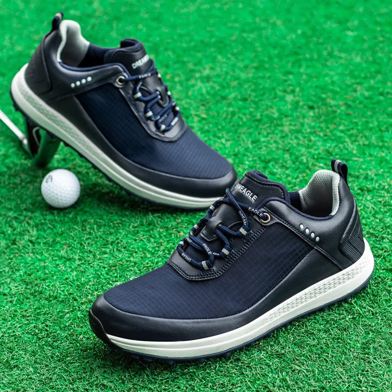 Men's Golf Shoes Big Size Breathable Mesh &amp; Genuine Leather