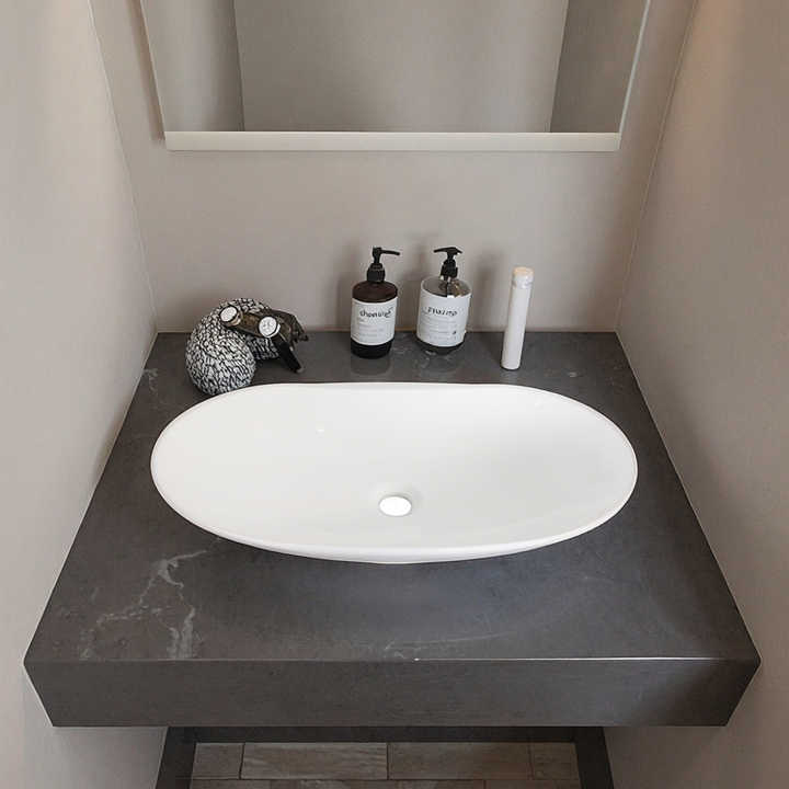 Modern Oval Washbasin Countertop Ceramic Lavabo Bathroom Sink 