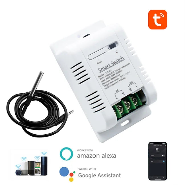 TUYA 16A Smart Switch WiFi Temperature Monitoring