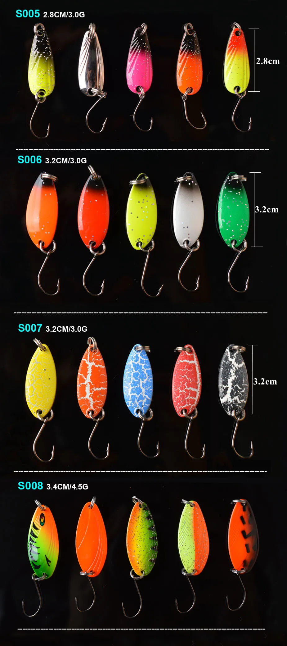 Bộ 5 Mồi Câu Kim Loại TOMA Dạng Lá Cá Lóc, Cá Trê