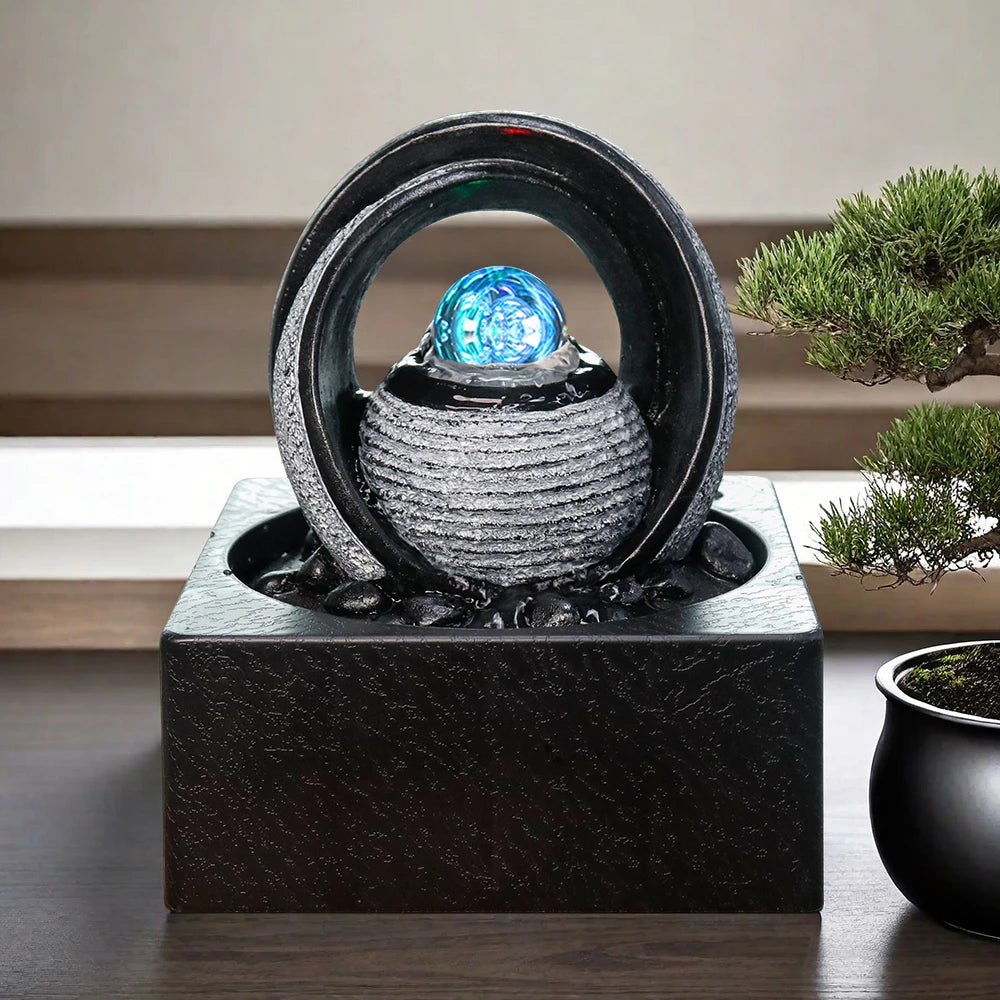 Arch-Shaped Fountain with Ball Base - Garden Decor for Outside & Outdoor Decor, Match Plants Resin Craft Ornament - Daisan Mart