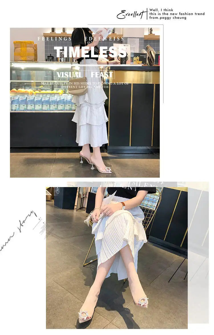 Giày Cao Gót Trong Suốt Sang Trọng Dự Tiệc Cưới Nữ