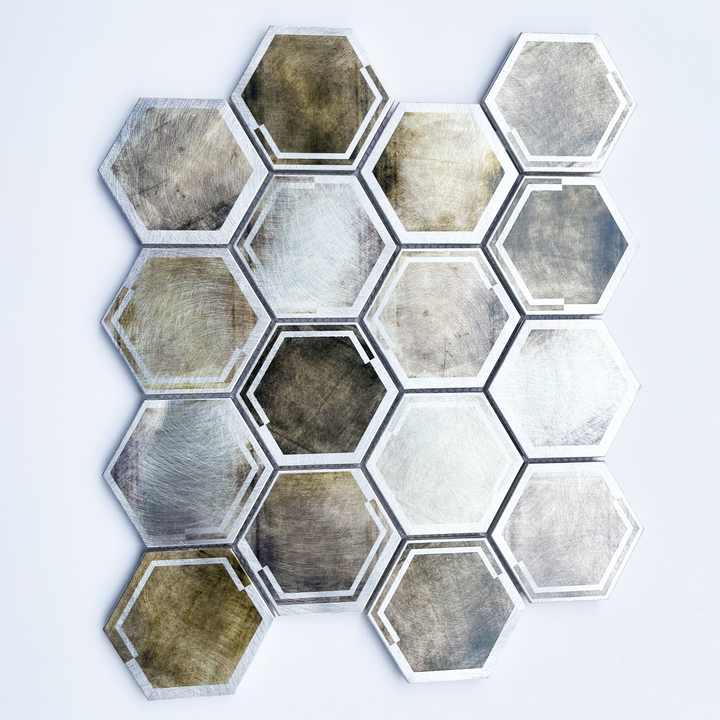 GAHEX7312 Modern hexagonal aluminum wall tiles designed for living room bathroom interior decoration available graphic design 