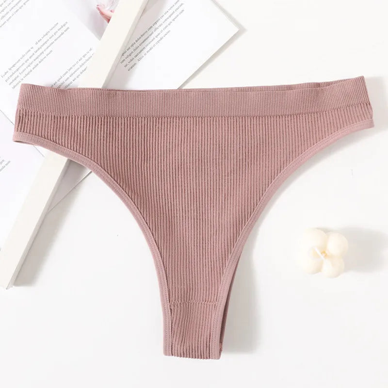 5Pcs/Set Seamless Briefs Women Brazilian Panties Sexy Lingerie Female Underpants Low Rise Bottom Solid Color Underwear ML