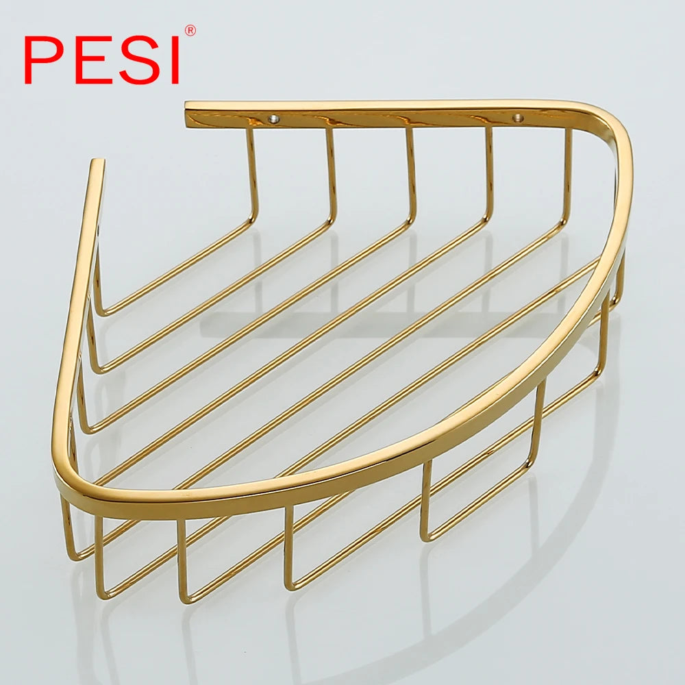 Bathroom Shelf Black Stainless Steel Single Bathroom Shelves Shower Storage Rack Wall Mounted Corner Basket Shampoo Shelf. - Daisan Mart
