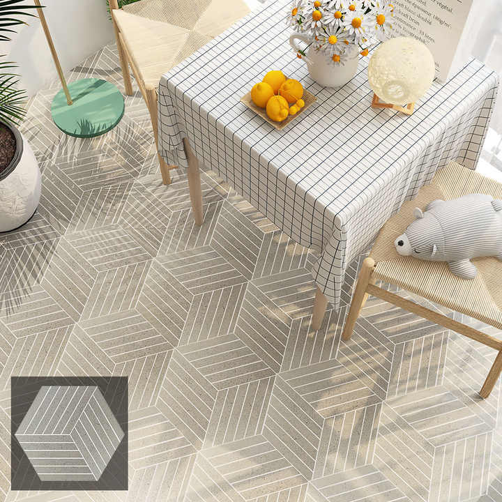 Hexagonal pebble shaped spa bathroom floor and wall tiles 30 x 30 cm