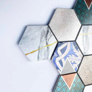 Modern Design 73mm Hexagonal Kitchen Wall Tiles Zellige Special Flower Painting Interior Wall Decoration Living Room Bathroom 