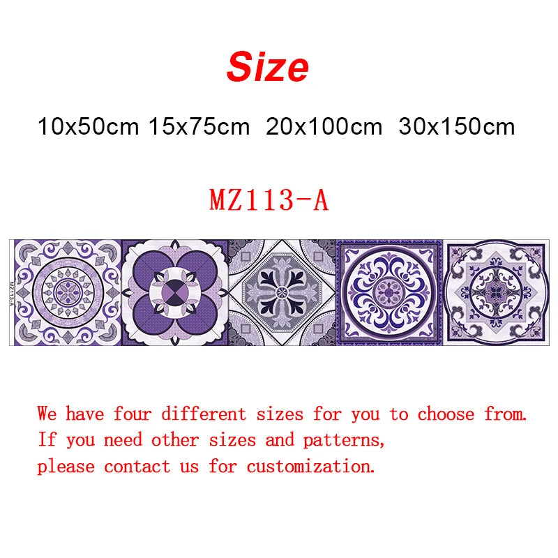 10/15/20/30cm Purple Retro Strip Tiles Wall Sticker Kitchen Stairs Tile Decoration Wallpaper Peel &amp; Stick Waterproof Art Mural