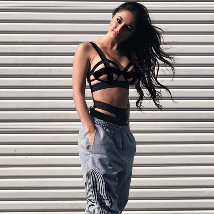 Fancy Underwear Body Harness Bondage Lingerie Women Hollow Out Short Two Piece Set Erotic Lingerie-sexy