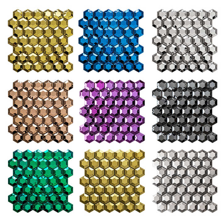 Classic Decoration Many Colors Available Hexagon Gold 3D Metal Stainless Steel Mosaic Wall Tiles 