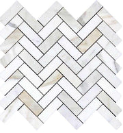 Calacatta gold herringbone mosaic tiles