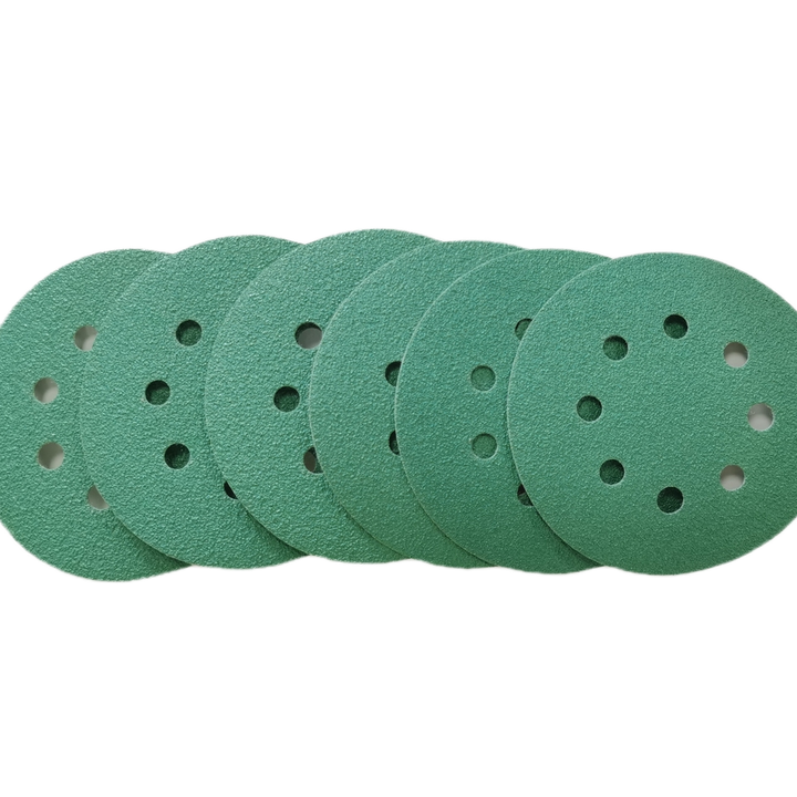 125mm 5 inch Hoop and Look 8 Holes Zirconia Sanding Disc Polyester Film Automotive Sanding Paper 