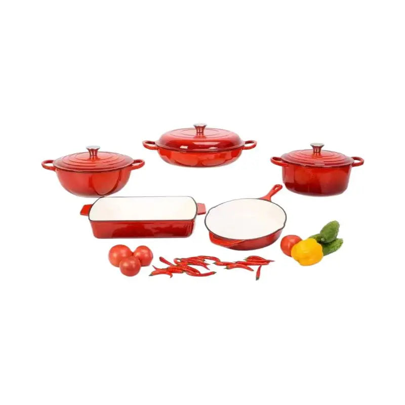 5-Piece Non-Stick Stone Enamel Cast Iron Pot and Pan Set for Family