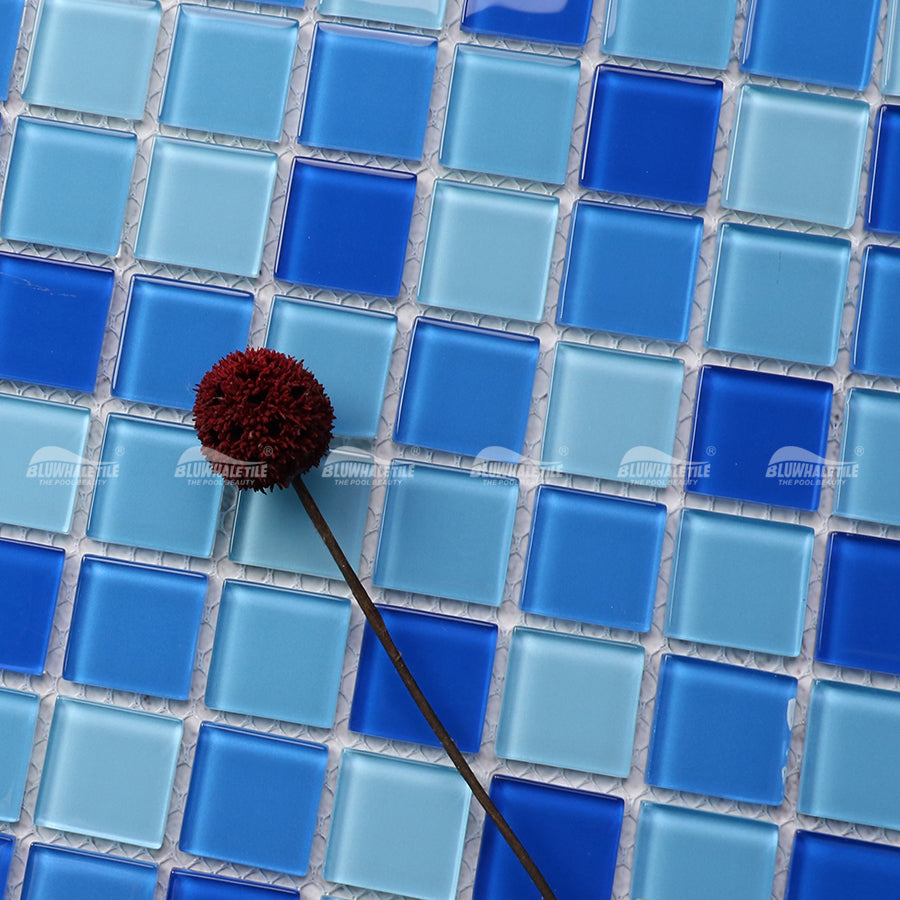 Free Sample OEM Supplier Iridescent Crystal Glass Mosaic Tiles Green Blue Sea Water Swimming Pool Floor Wall Tiles 