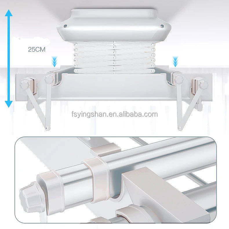 Smart Electronic Folding Balcony Dryer Rack Automatic Laundry Clothes Hangers Machine Silver Aluminum Foldable Cloth Dryer