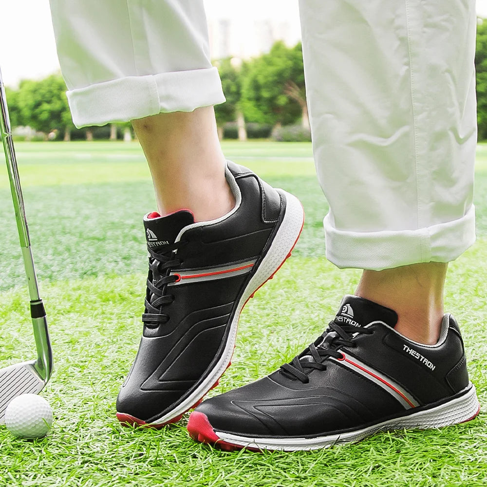 Men's Lightweight Leather Shoes Custom Made for Golf &amp; Outdoor Badminton