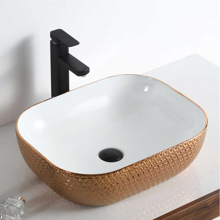 J-family gold-plated copper art wash basin for family 