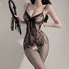 Sensual Strapless Fishnet Tights with Open Crotch, Non-slip Full-body Lingerie for Women, Seductive Underwear