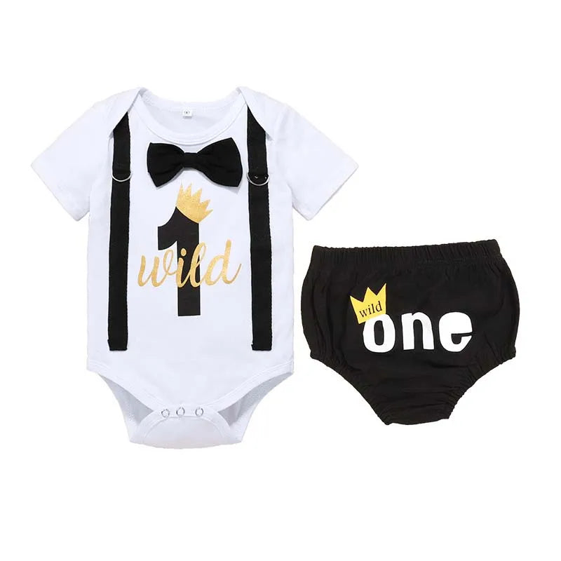 Wild One 2-Piece Cotton Bodysuit for 1 Year Old Baby Boy