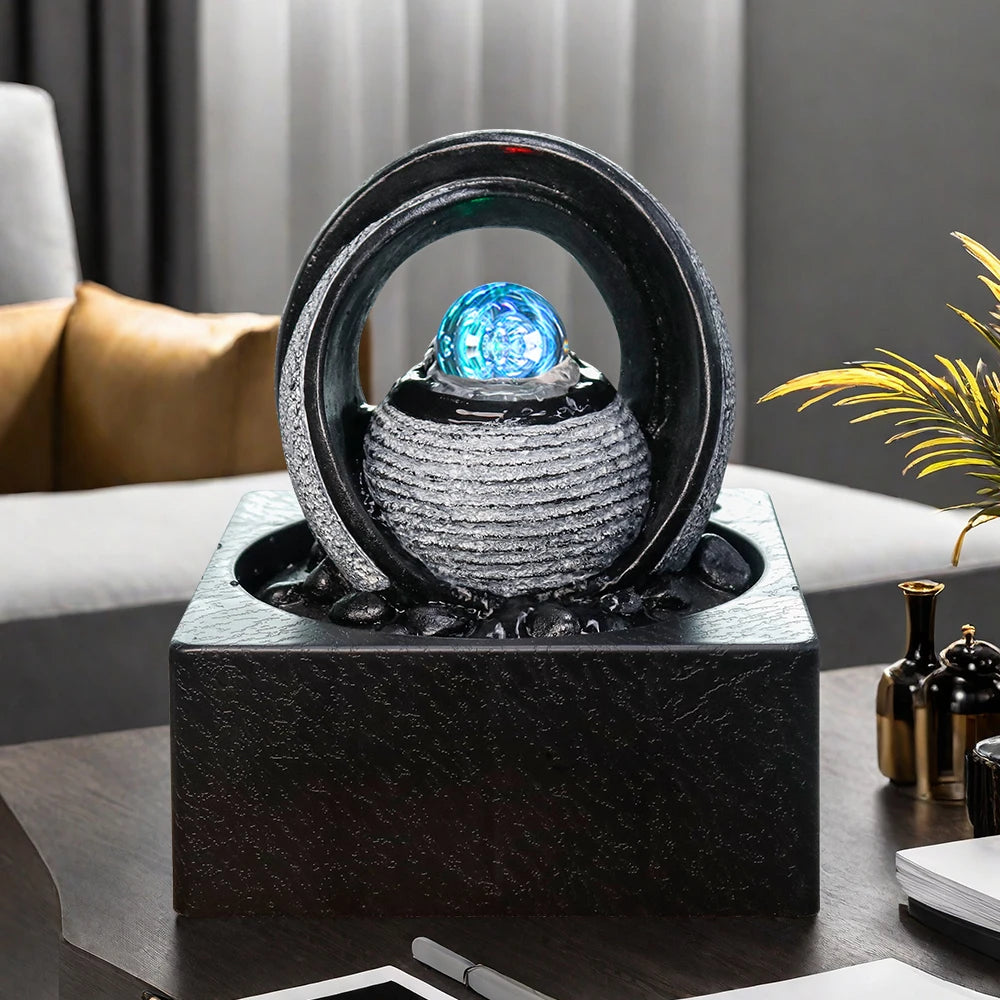 Arch-Shaped Fountain with Ball Base - Garden Decor for Outside & Outdoor Decor, Match Plants Resin Craft Ornament - Daisan Mart