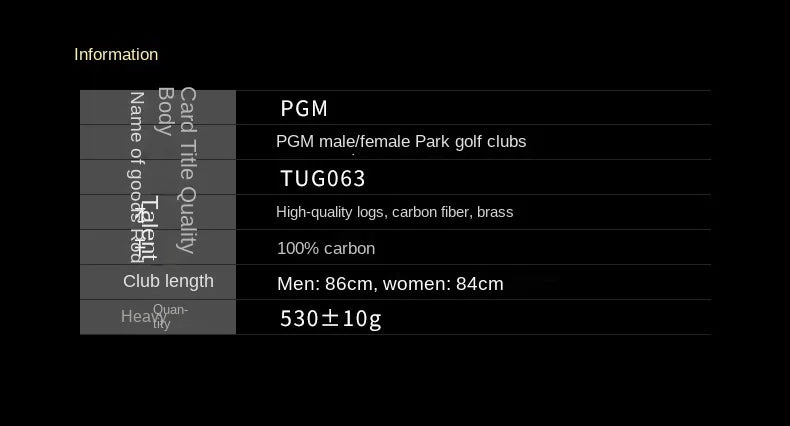 PGM Sapri Left-Handed Golf Club + Bag - Men's and Women's Fashion
