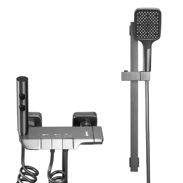 Hot Selling Brass Shower System Grey Gun Shower Head Bathroom Piano Key Bathtub Rain Shower Mixer 