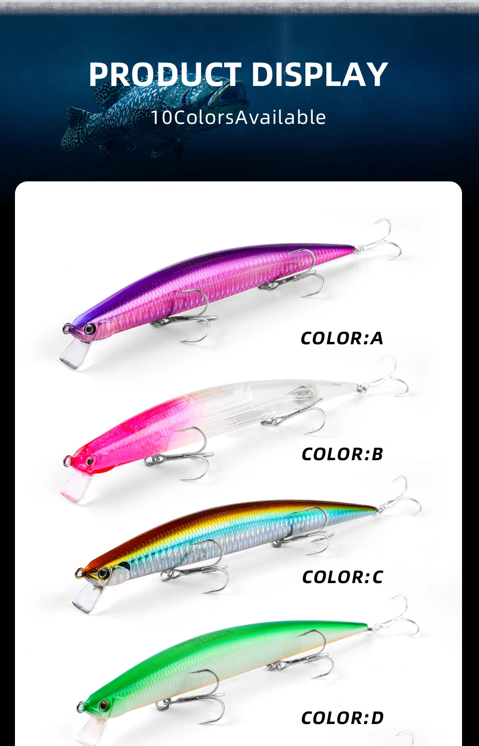 Mồi Câu Chuyên Nghiệp Bearking 175mm Nổi Slim Minnow