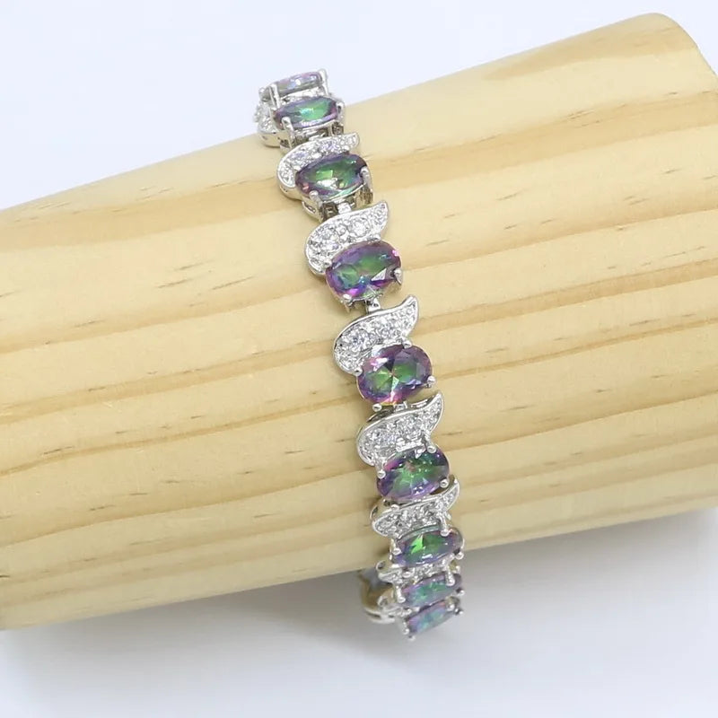 Rainbow Topaz Silver Jewelry Set for Women