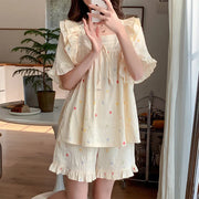 SAMWESTART Summer Lace Polka Dot Princess Pajamas Set