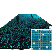 Modern luxury square blue green swimming pool wall tiles 4mm thick, glass mosaic for villa wall cladding 